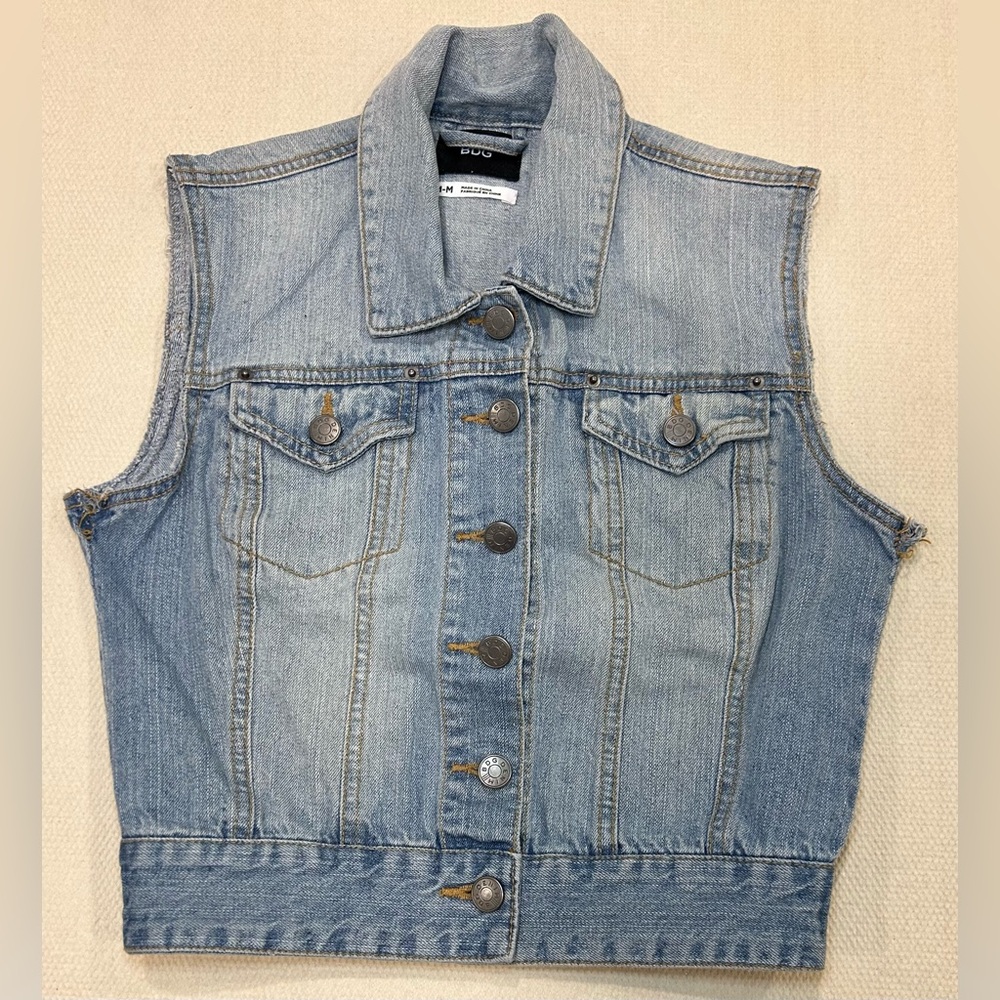 BDG Denim vest cropped button front grunge size medium